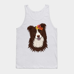 Tropical Brown Border Collie Girl Tank Top